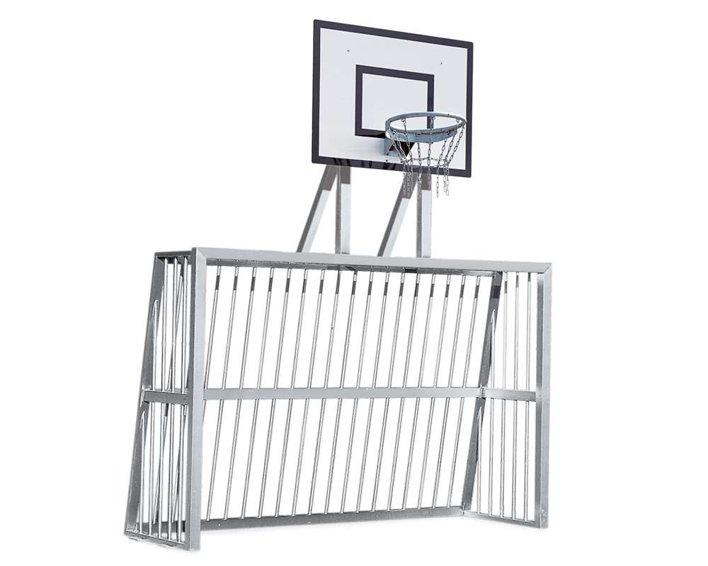 Bolzplatztor mit Basketball Korb Aluminium Profil 80x80mm