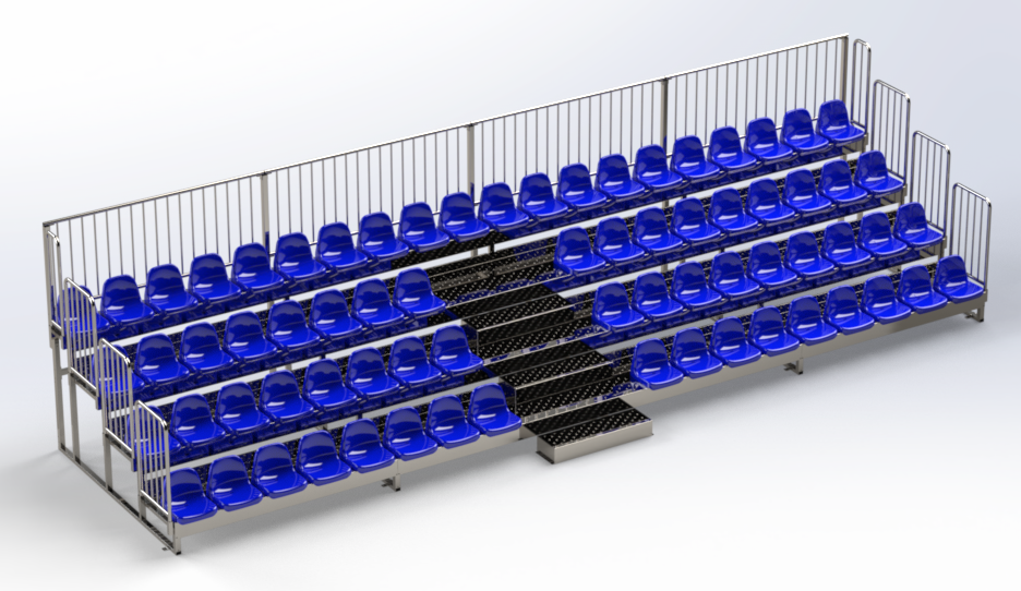 Zuschauertribüne mit vier Sitzreihen und 71 Sitzplätzen